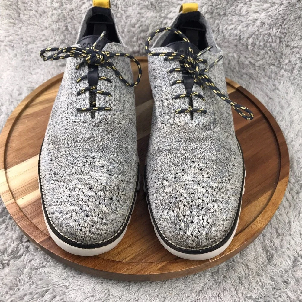 Cole Haan ZeroGrand Stitchlite Wingtip Oxford Mens 11M Gray Knit Sneakers C29226
